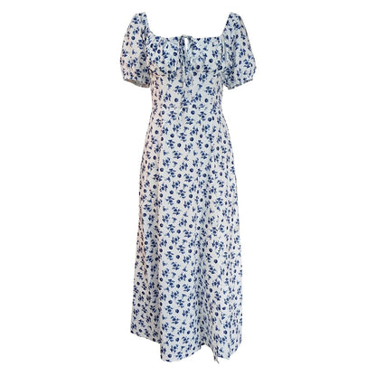DressBetty - Women Printed Boho Dress Short Sleeve Split Summer Dress