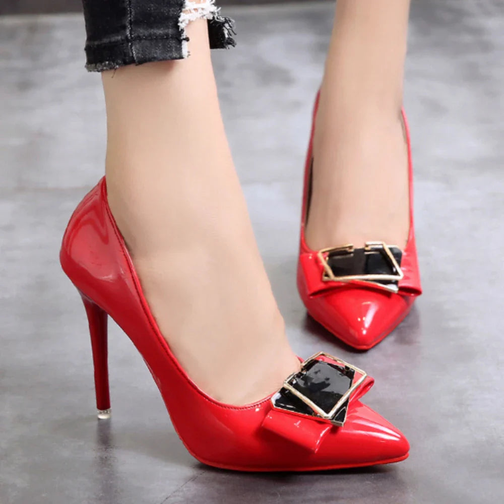 Pointed Shallow Mouth Red Bottom Office  Women High Heel