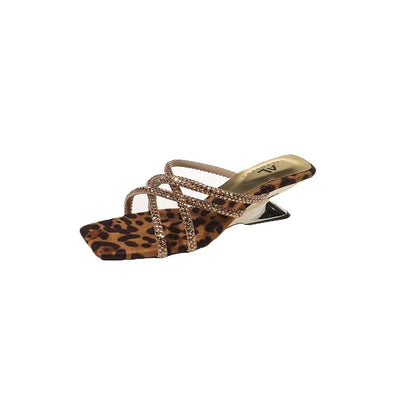 New Summer Rhinestone Ankle Strap Ladies High Thick Squares  Shoes Low Heel Pumps