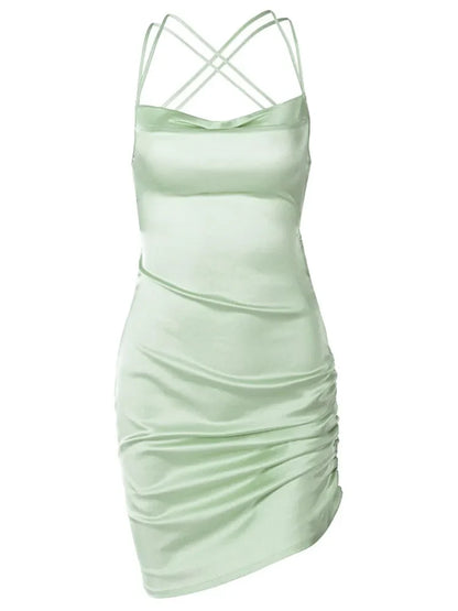 Strap Mini Lace Up Cross Backless Bodycon  Elegant Club Midi Dresses