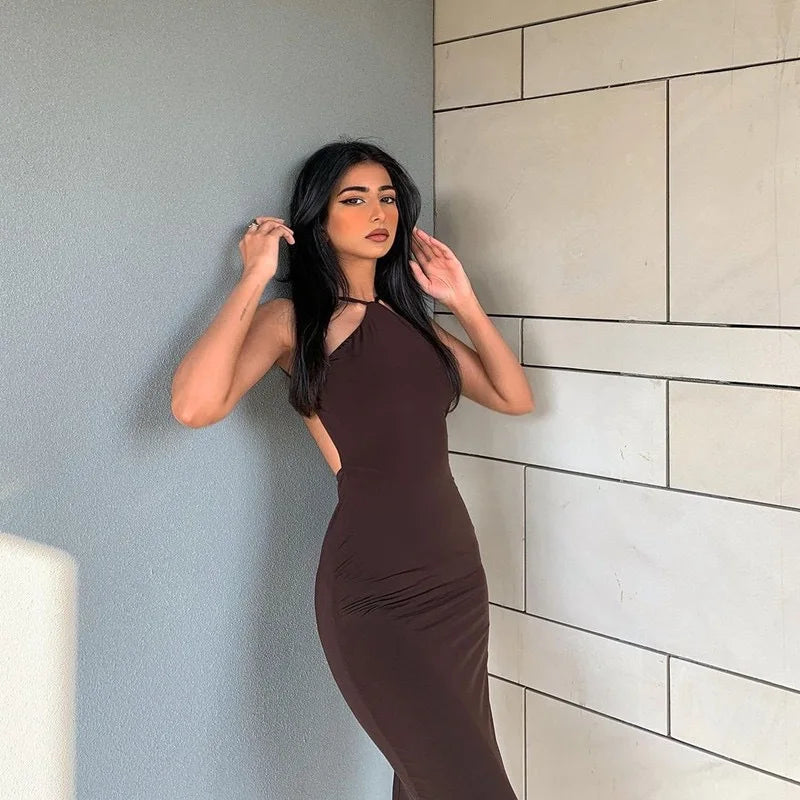 DressBetty - 2024 Women's Halter Neck  Backless Club Midi Dress