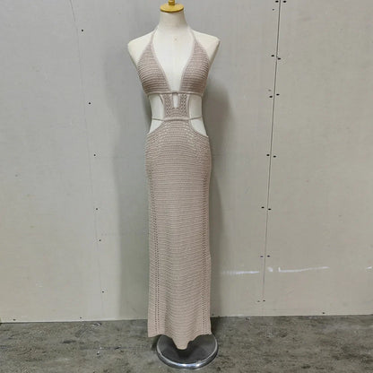 Hip Wrap  Pure Hollow Slim Streetwear Midi Dresses