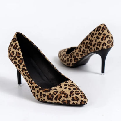 Leopard Print Non-Slip Versatile Outdoor Thin High Heel  High Heel