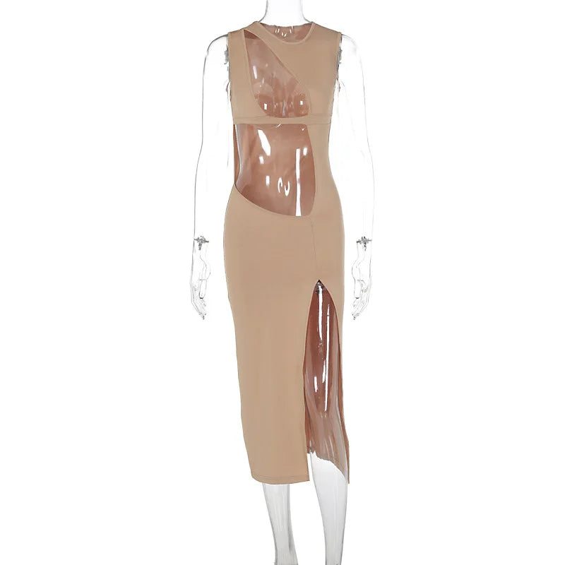 Autumn Fashion Puss  Hollow Elegant Evening Midi Dresses