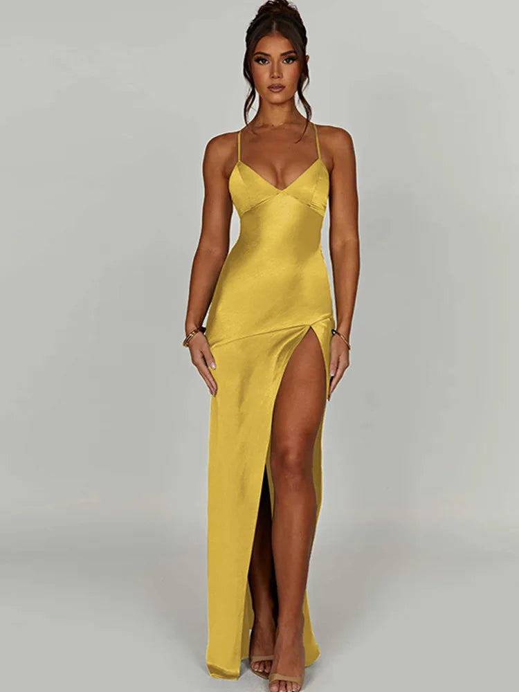 Autumn/Winter Puss  V-neck Halter Evening Bodycon Streetwear Midi Dresses