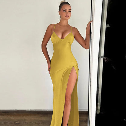 Autumn/Winter Puss  V-neck Halter Evening Bodycon Streetwear Midi Dresses