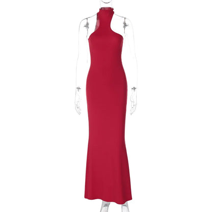 Spring Sleeveless Halter Puss  Elegant Club Midi Dresses