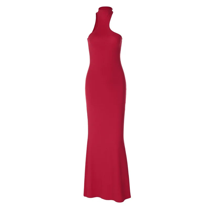 Spring Sleeveless Halter Puss  Elegant Club Midi Dresses
