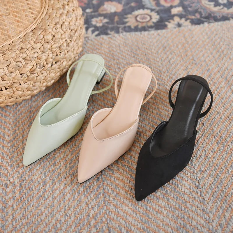 Pointed Summer  Fashionable Elegant Slingback Wedding Party Low Heel Pumps