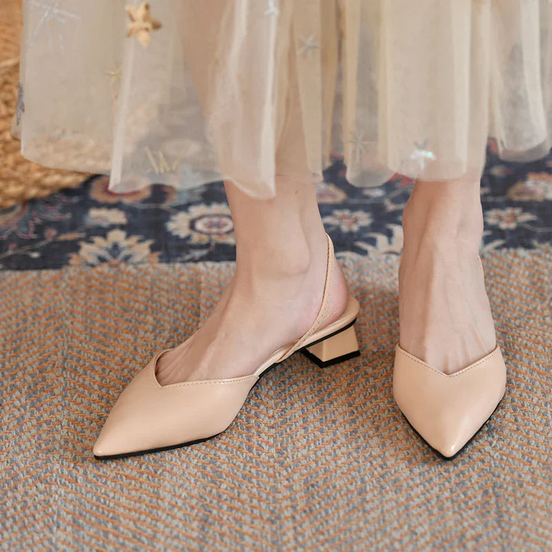 Pointed Summer  Fashionable Elegant Slingback Wedding Party Low Heel Pumps