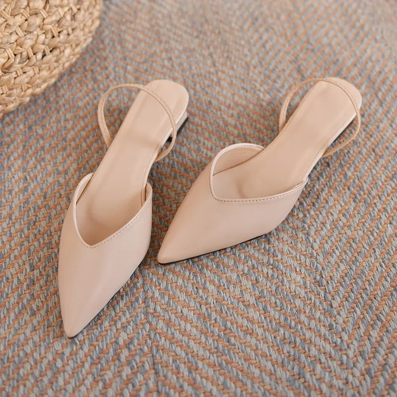 Pointed Summer  Fashionable Elegant Slingback Wedding Party Low Heel Pumps