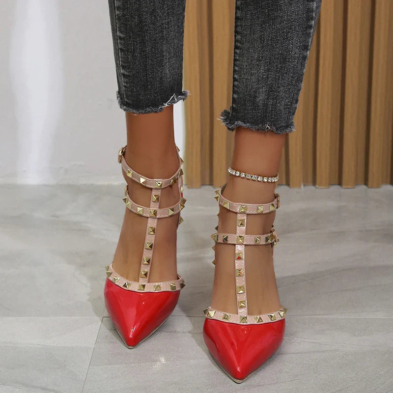 Rivets Thick Fine Pointed  Nightclub High-Heeled High Heel