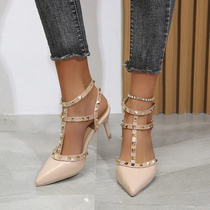 Rivets Thick Fine Pointed  Nightclub High-Heeled High Heel