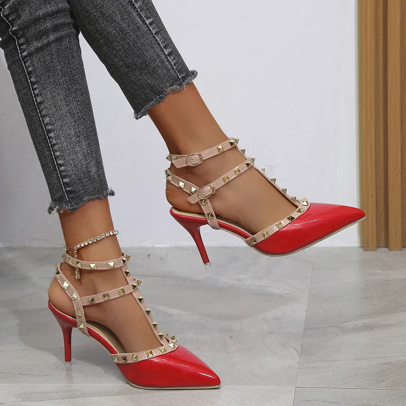 Rivets Thick Fine Pointed  Nightclub High-Heeled High Heel
