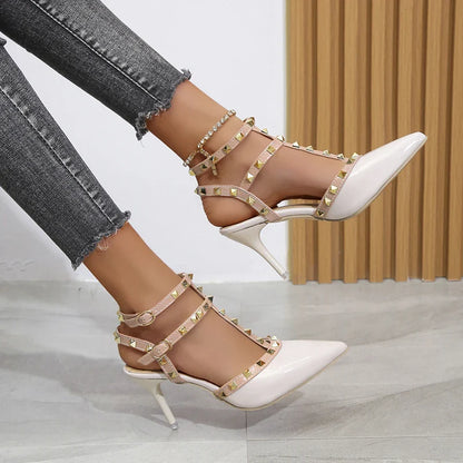 Rivets Thick Fine Pointed  Nightclub High-Heeled High Heel