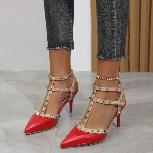 Rivets Thick Fine Pointed  Nightclub High-Heeled High Heel