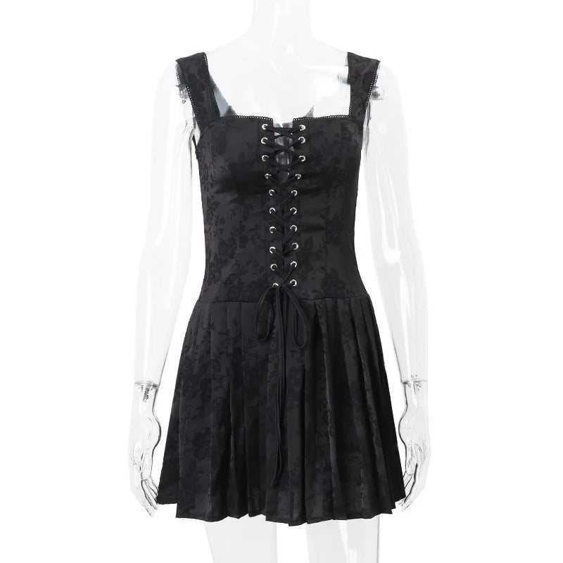 DressBetty - 2024 Retro  Low-Cut Suspenders Pleated Dress Cut Out Dresses
