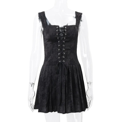 DressBetty - 2024 Retro  Low-Cut Suspenders Pleated Dress Cut Out Dresses