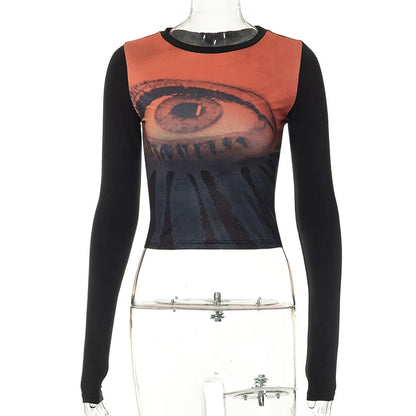 DressBetty - 2024 Vintage Punk Goth Grunge Print Crop Top