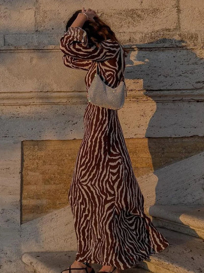 DressBetty - 2024  Bohemian Vacation Party Zebra Printed Maxi Dress