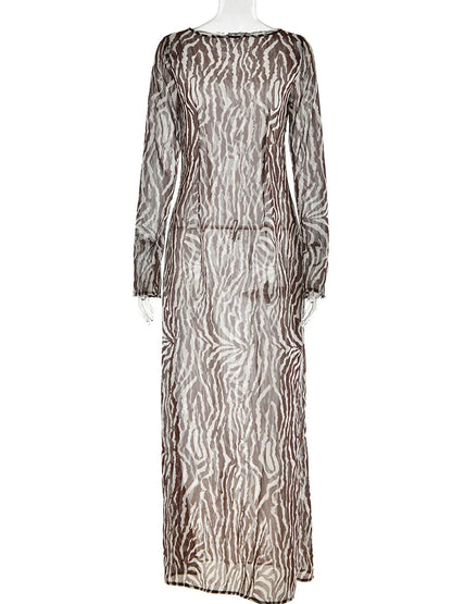 DressBetty - 2024  Bohemian Vacation Party Zebra Printed Maxi Dress
