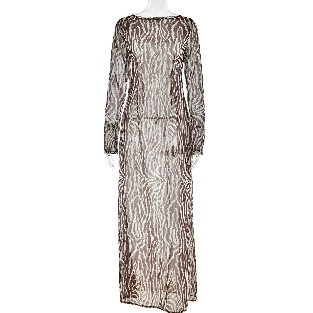 DressBetty - 2024  Bohemian Vacation Party Zebra Printed Maxi Dress