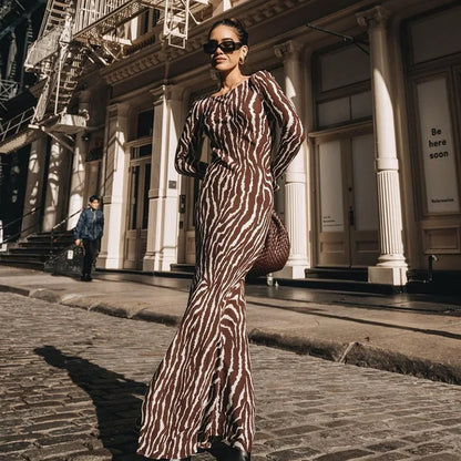 DressBetty - 2024  Bohemian Vacation Party Zebra Printed Maxi Dress