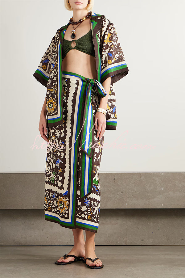 Moroccan Oversized Printed Shirt Dress Set