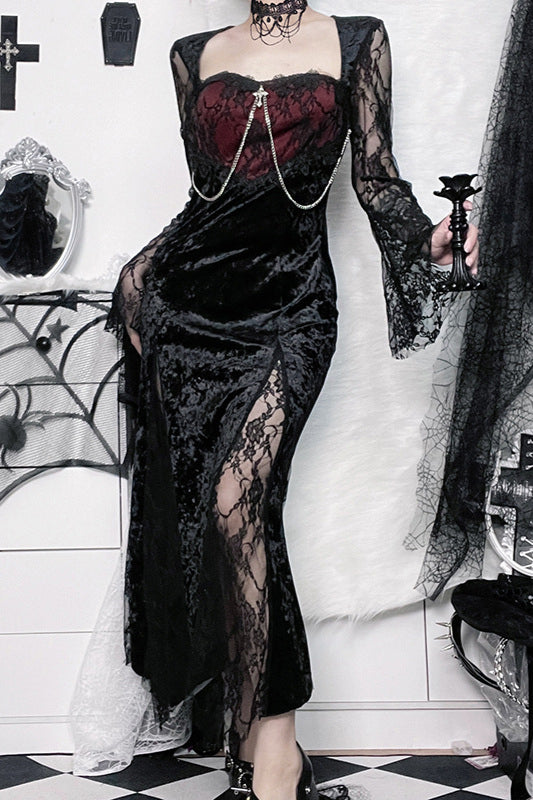 Split Lace Sleeve Gothic Dress