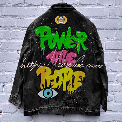 Halloween Print Long Sleeve Denim Jacket