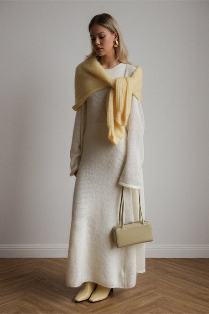 Knit Cardigan Sleeveless Dress Two Piece Set