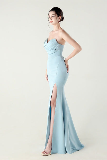 Vestido de fiesta plisado palabra de honor con escote corazón