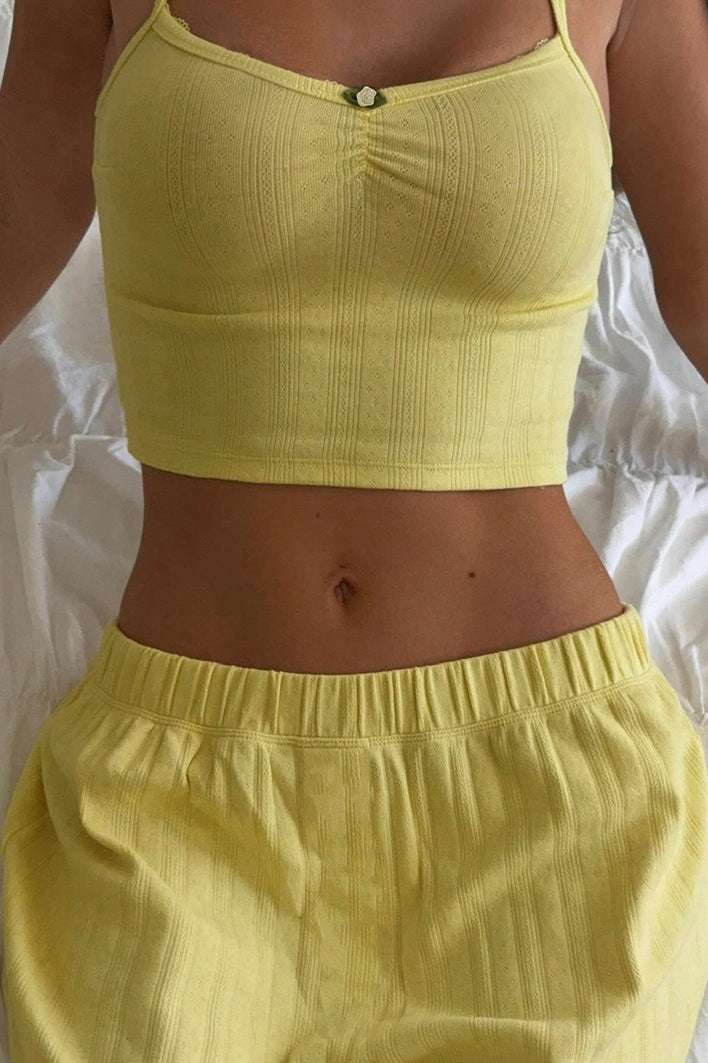 Conjunto de dos piezas de top de tirantes y pantalones holgados suaves
