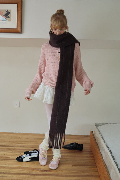 Bufanda unisex de mezcla de lana al 25% con rayas verticales