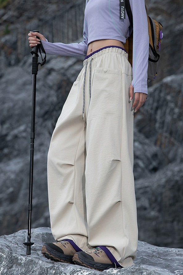 Pantalones anchos cargo de secado rápido, con puños y de colores