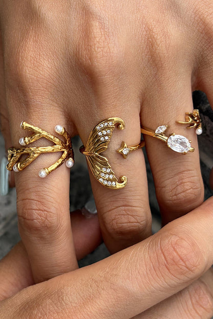 Ocean-themed Diamond-encrusted Fashion Open Ring