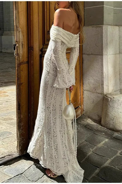 Slim Fit Off Shoulder Lace Dress