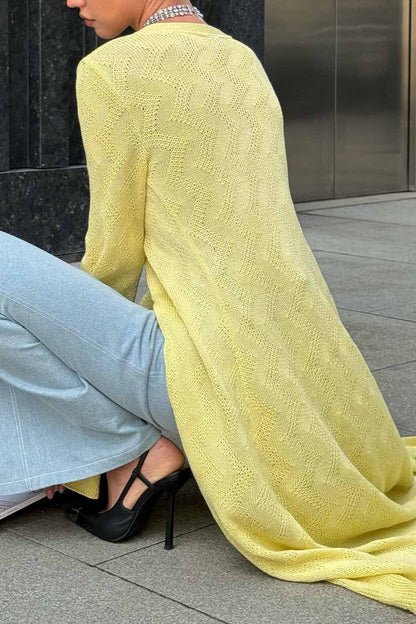 Lazy-Style Printed Loose Knit Cardigan