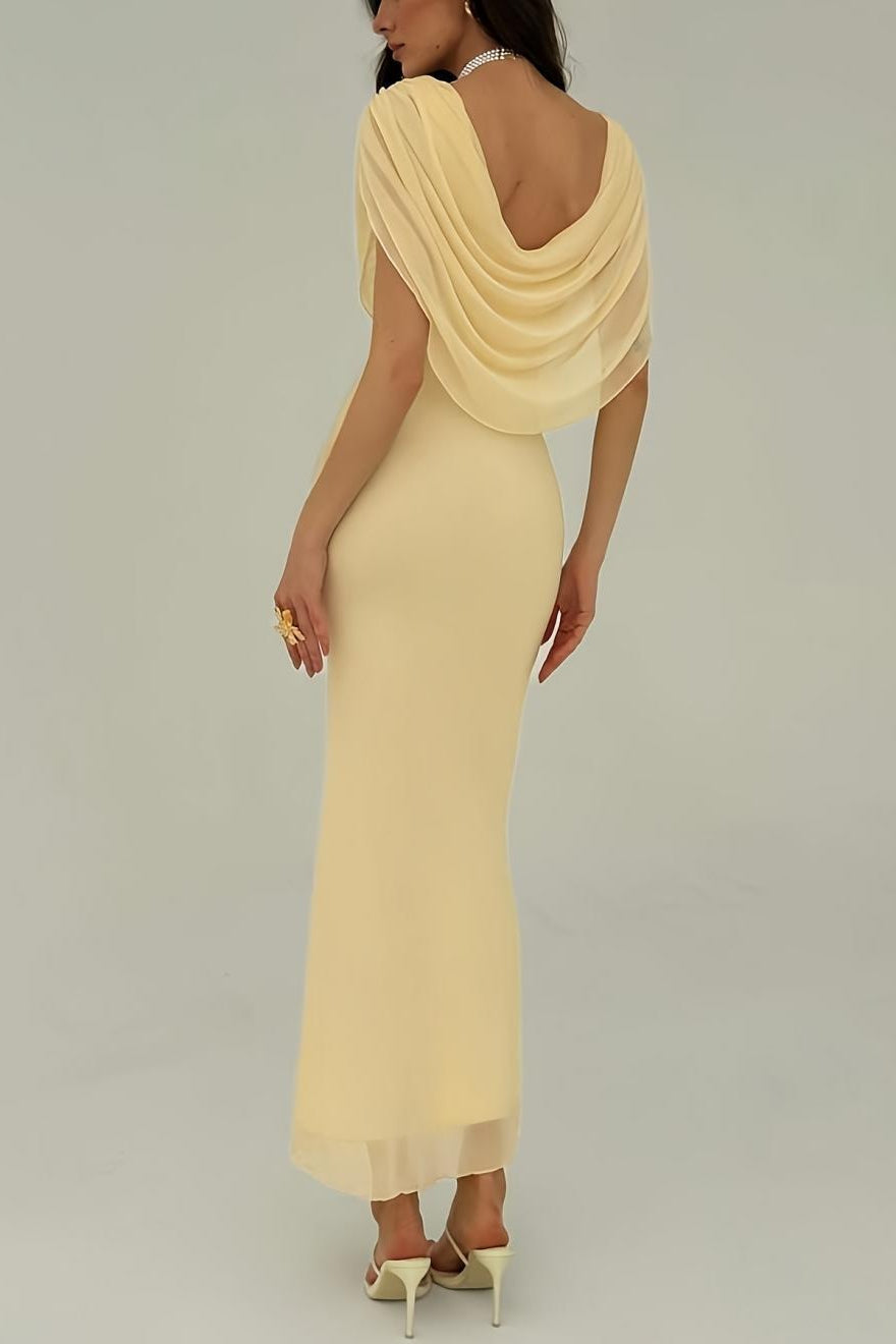 Vestido de fiesta liso con drapeado
