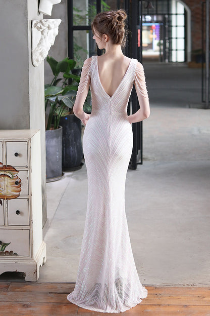 Elegante vestido de fiesta de sirena con lentejuelas