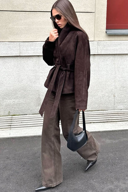 Chaqueta de gamuza vintage de manga larga