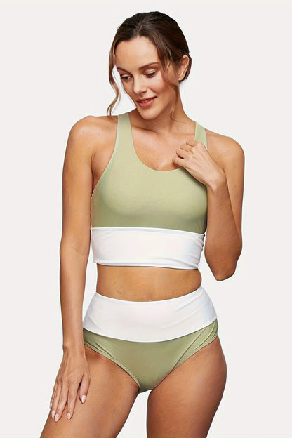 Conjunto de bikini de dos piezas con cremallera frontal y ajuste curvo