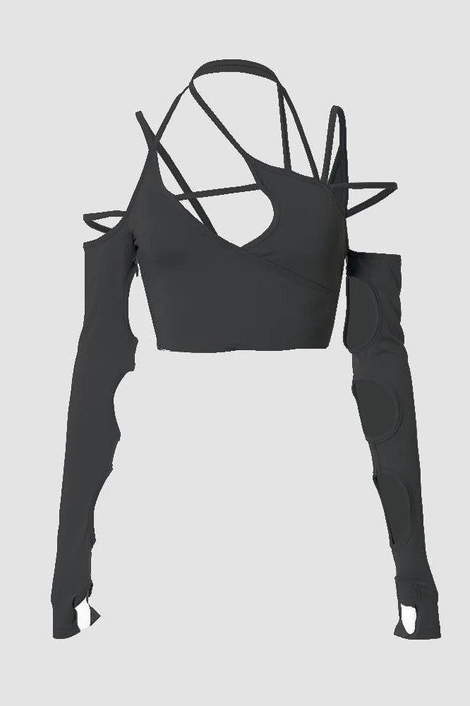 Phased Out Cut Out Cropped Top