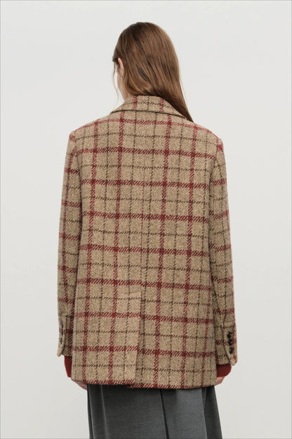 Retro Plaid Short Blazer Blazer