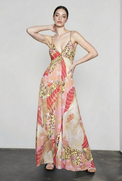 Chic Sleeveless Floral Vacation Dress