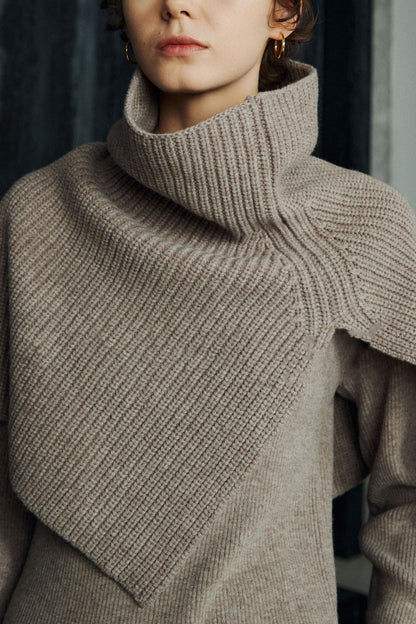 Bufanda de cuello alto de punto de merino superfino con abertura