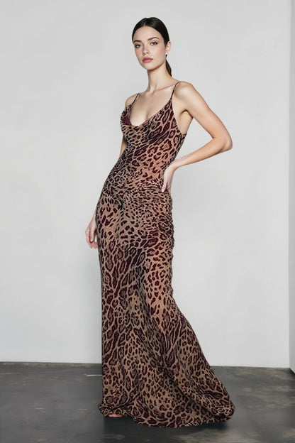 Leopard Low Back Slip Dress