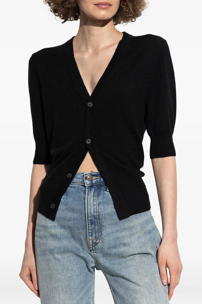 V-Neck Stretch Knit Cardigan