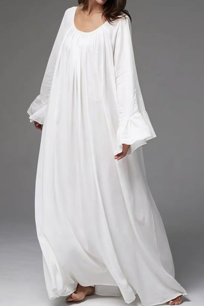 Vestido maxi suelto holgado con bajo acampanado liso