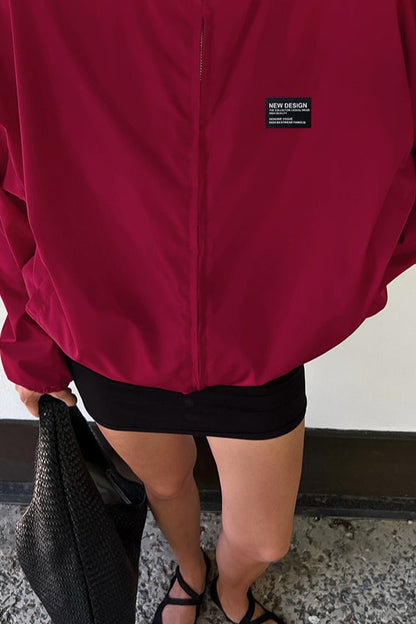 Chaqueta Roja Suelta de Moda Urbana con Cuello Mao